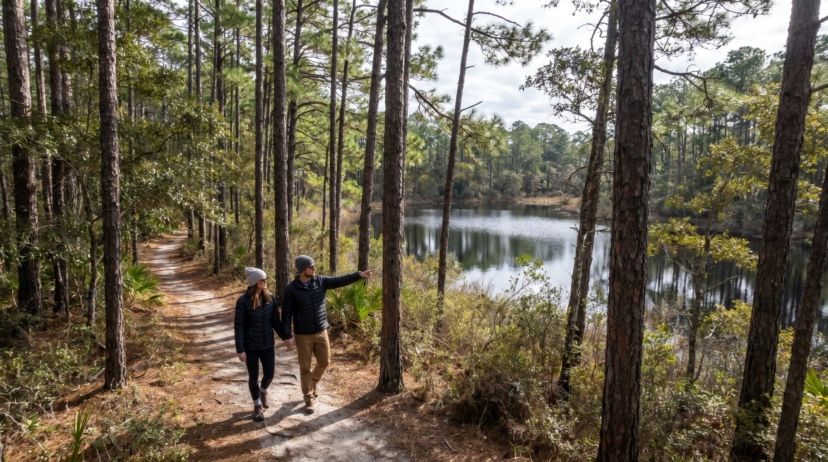 Nature trail and coastal greenery near Miramar Beach during winter