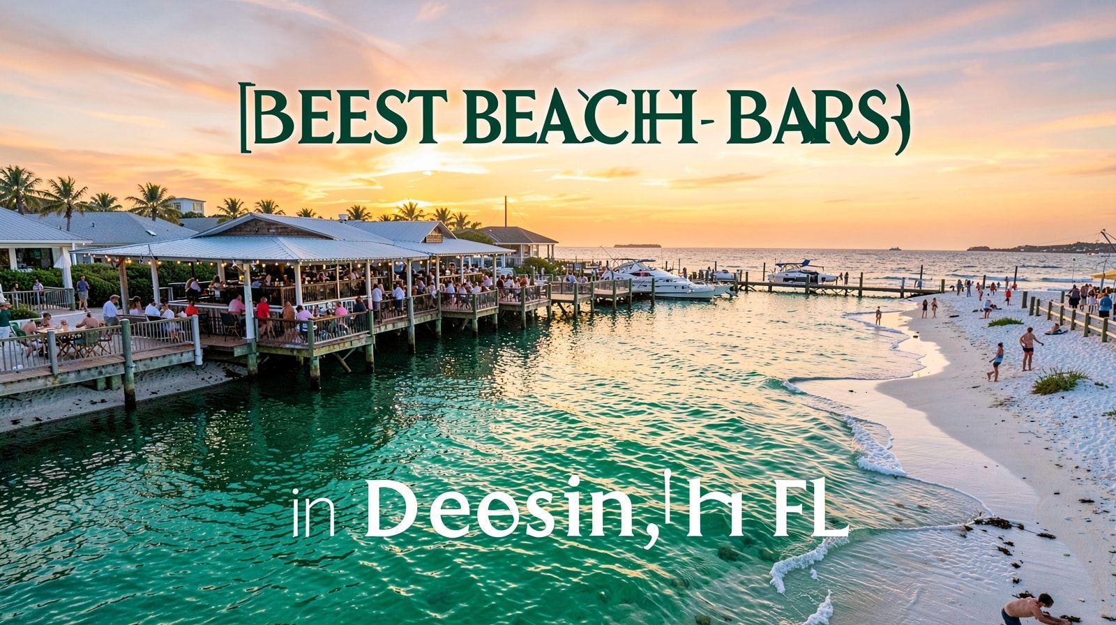 HarborWalk Village Destin at sunset with boat docks and open-air bars