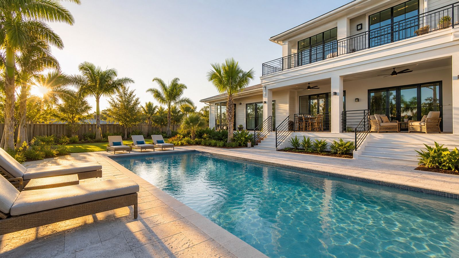 Modern vacation rental home with private pool and tropical landscaping in a Miramar Beach residential neighborhood